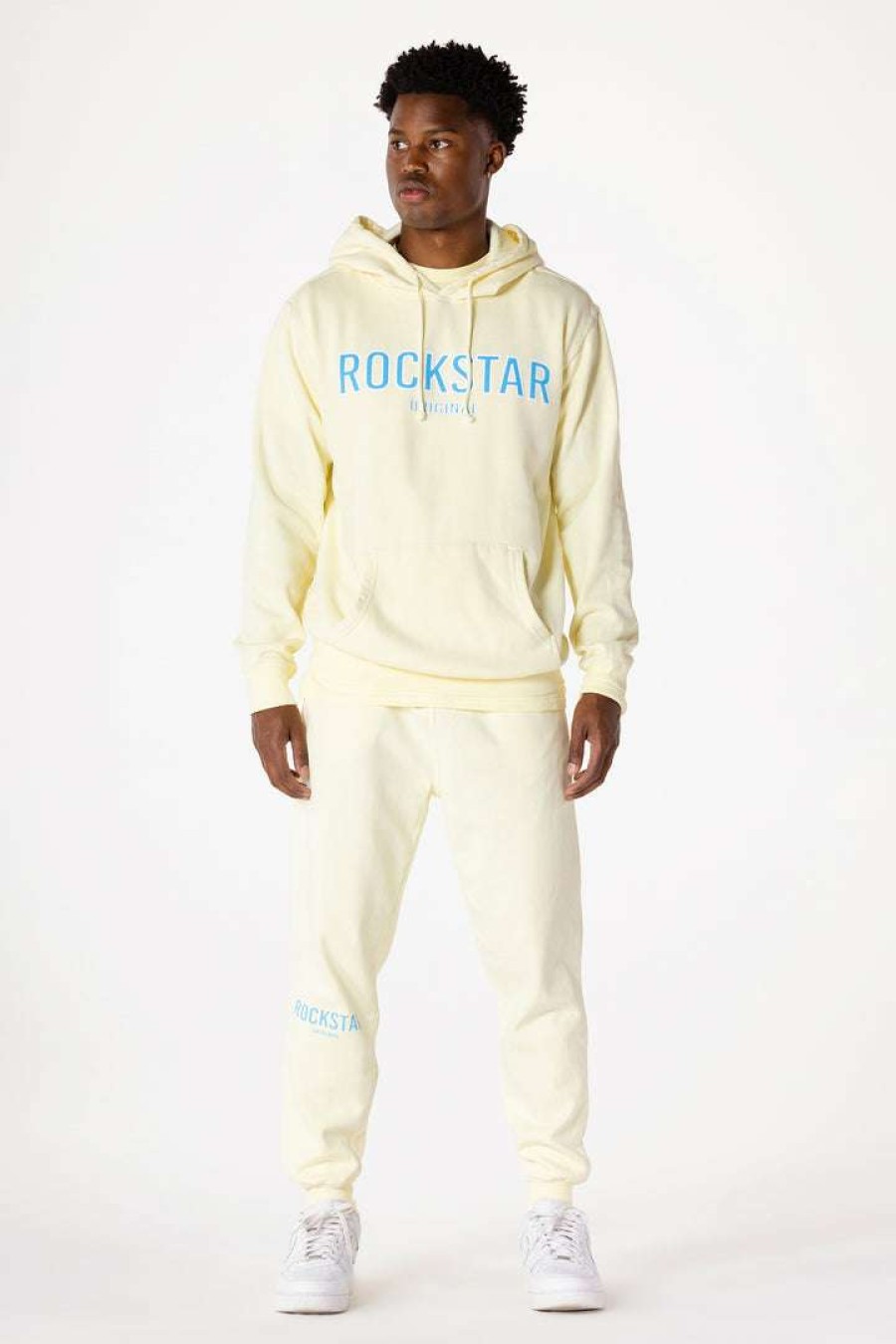 Mens * | Best Reviews Of Mens Track Sets Casey Hoodie Fleece Set Pale Yellow