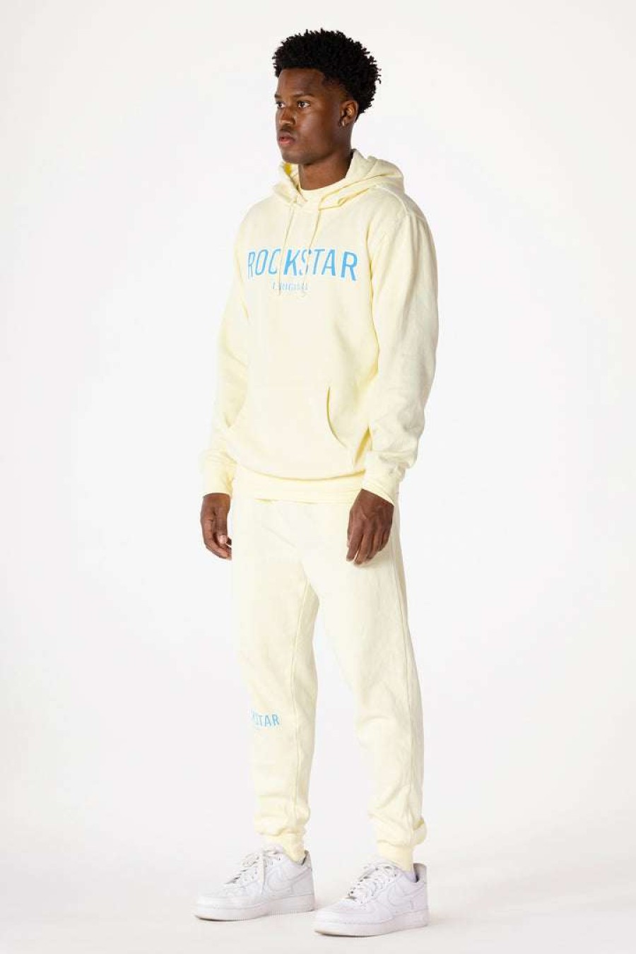 Mens * | Best Reviews Of Mens Track Sets Casey Hoodie Fleece Set Pale Yellow