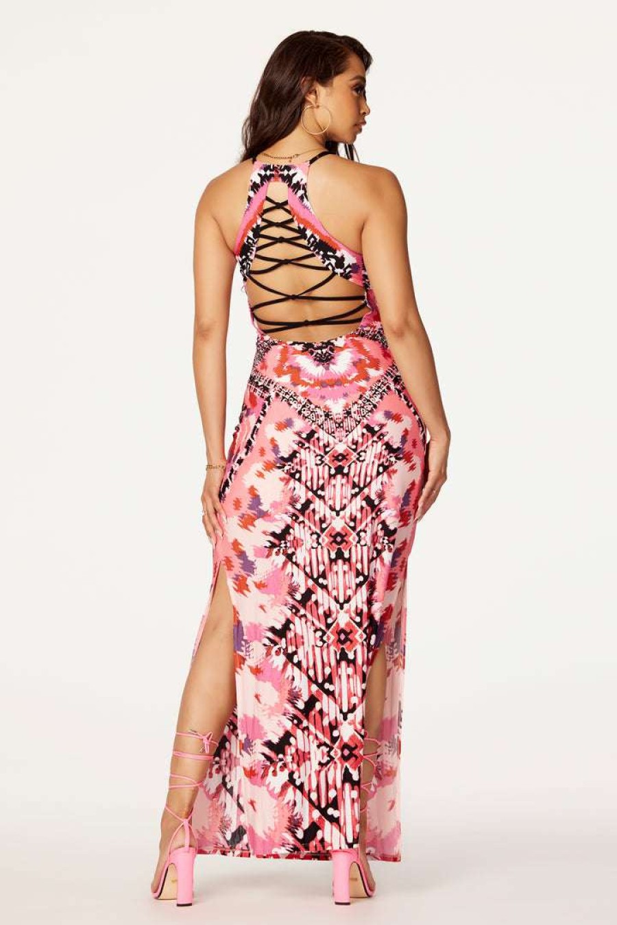 Womens * | Top 10 Womens Dresses Nayeli Printed Maxi Dress Fuchsia