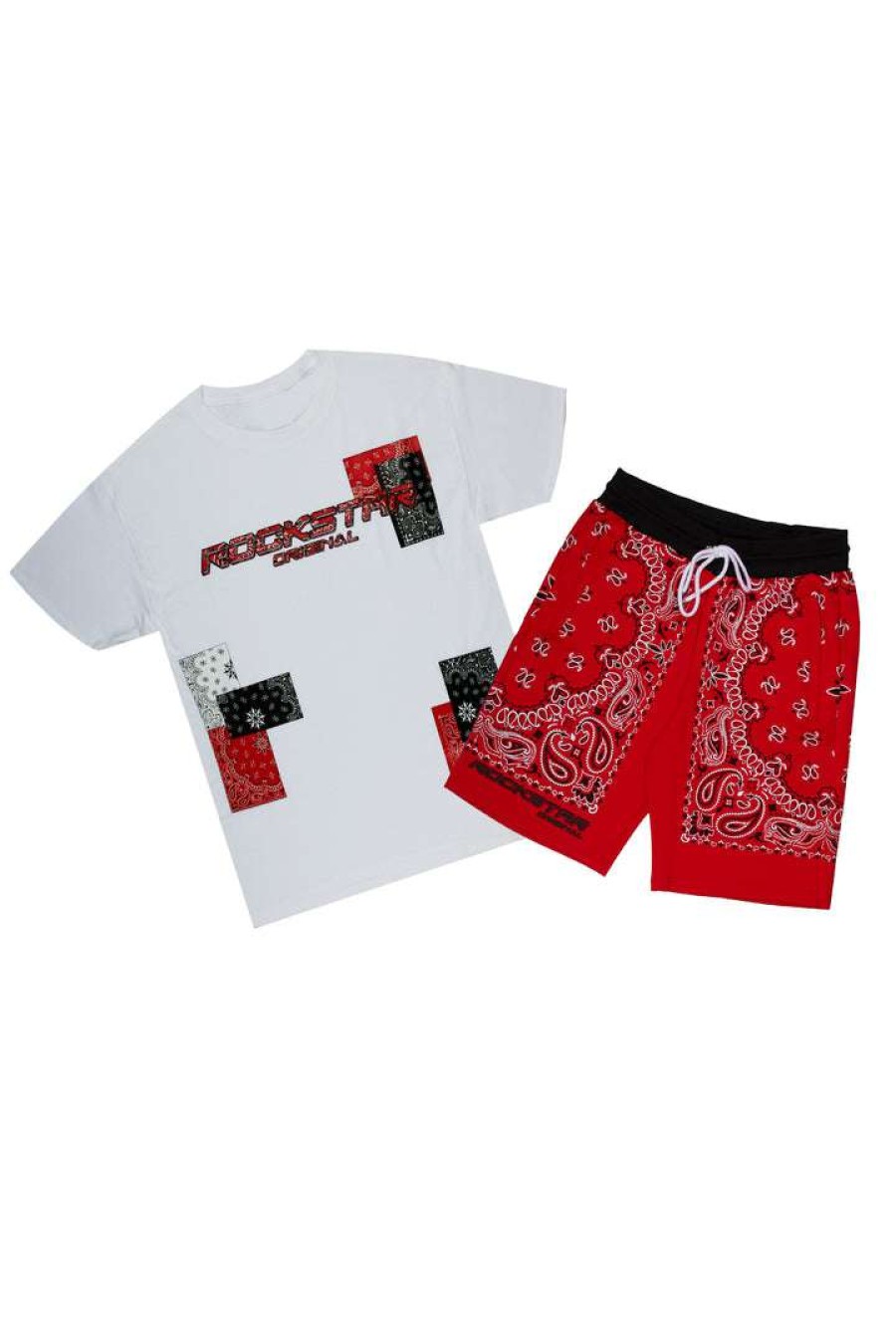 Mens * | Wholesale Mens Short Sets Durk Graphic Short Set White/Red