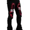 Mens * | Coupon Mens Jeans Itri Printed Stacked Flare Jean Denim Black