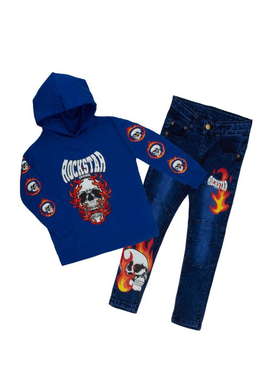 Kids * | Flash Sale Boys Denim Sets New Arrivals Boys Patrick Hoodie/Jean Set Royal Blue