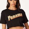 Womens * | Budget Womens Tees Panama Crop Tee Black