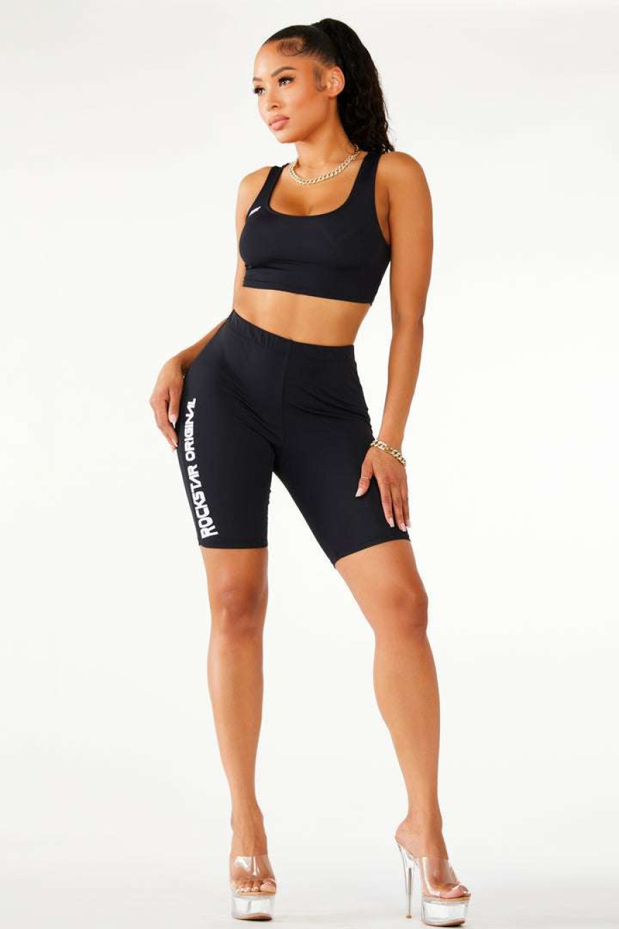 Womens * | Cheapest Womens Active Short Sets Lena Biker Set Black