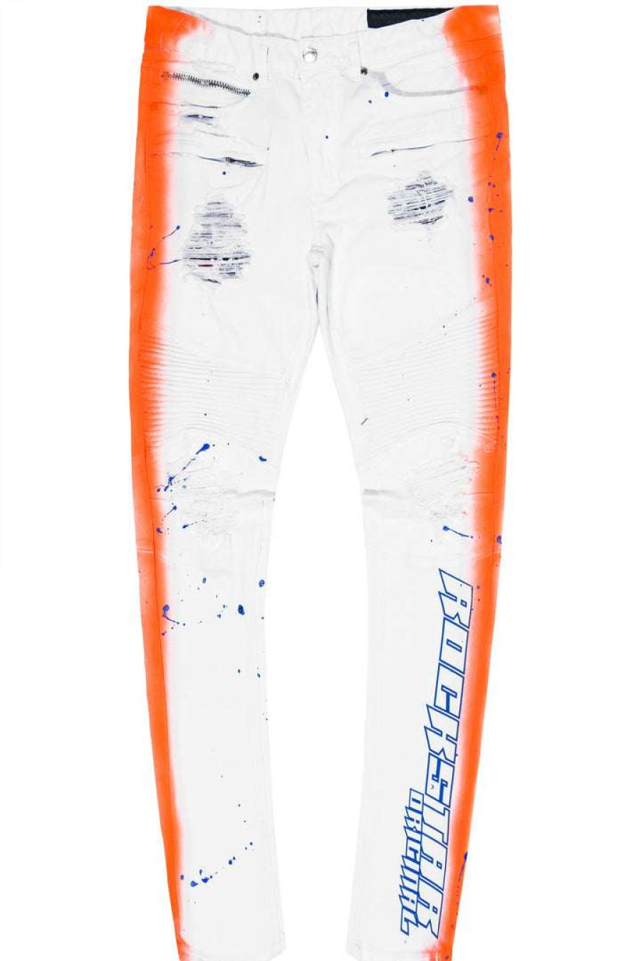 Mens * | Best Pirce Mens Jeans Denim Kino Painter Jean White/Orange