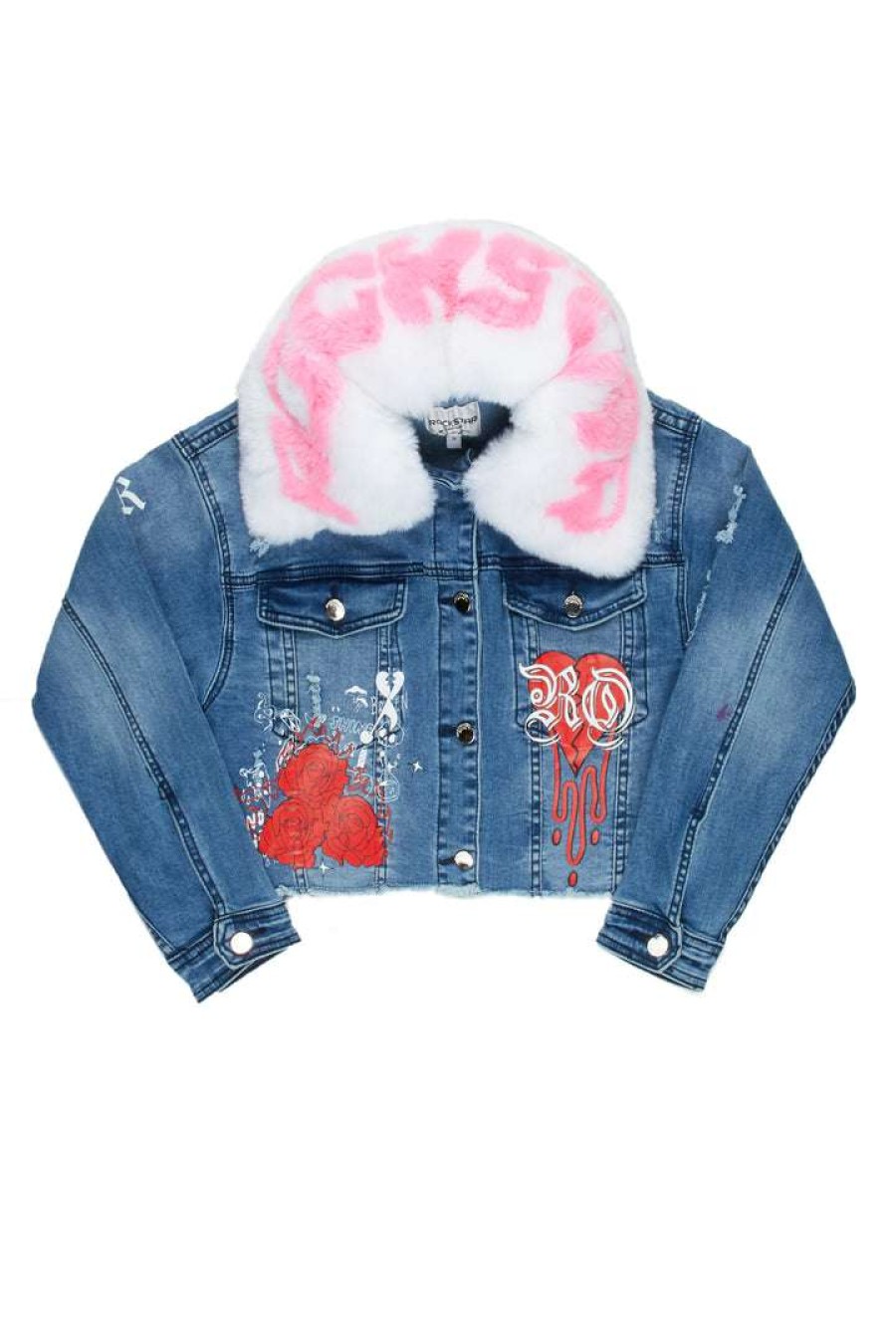 Womens * | Coupon Womens Jackets Best Seller Rose Denim Jacket Med. Wash