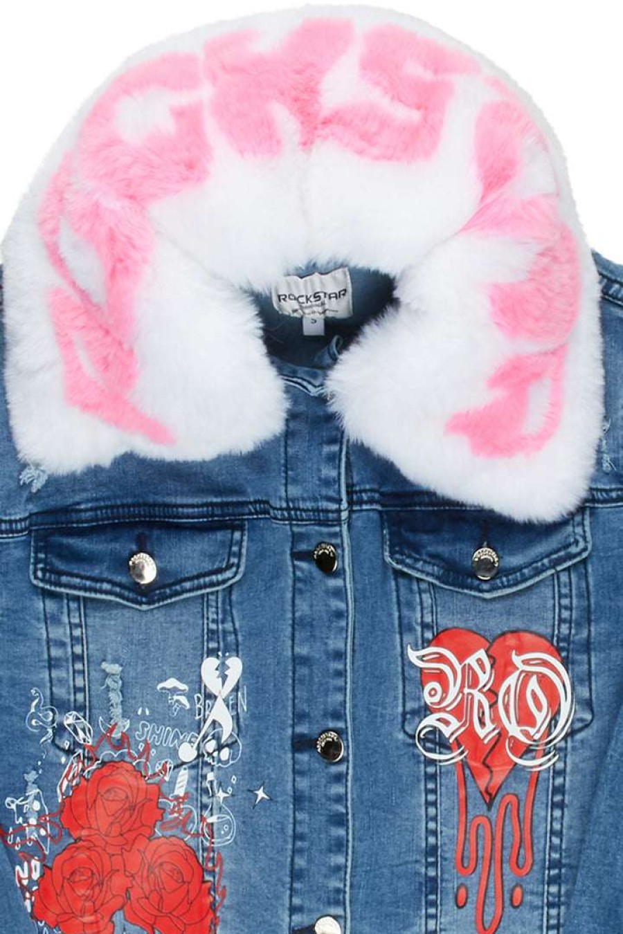 Womens * | Coupon Womens Jackets Best Seller Rose Denim Jacket Med. Wash