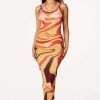 Womens * | Deals Womens Dresses Ophelia Printed Maxi Dress Best Seller Orange/Multi