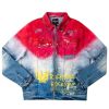 Mens * | Cheapest Mens Denim Jackets Dripper Printed Denim Jacket Red