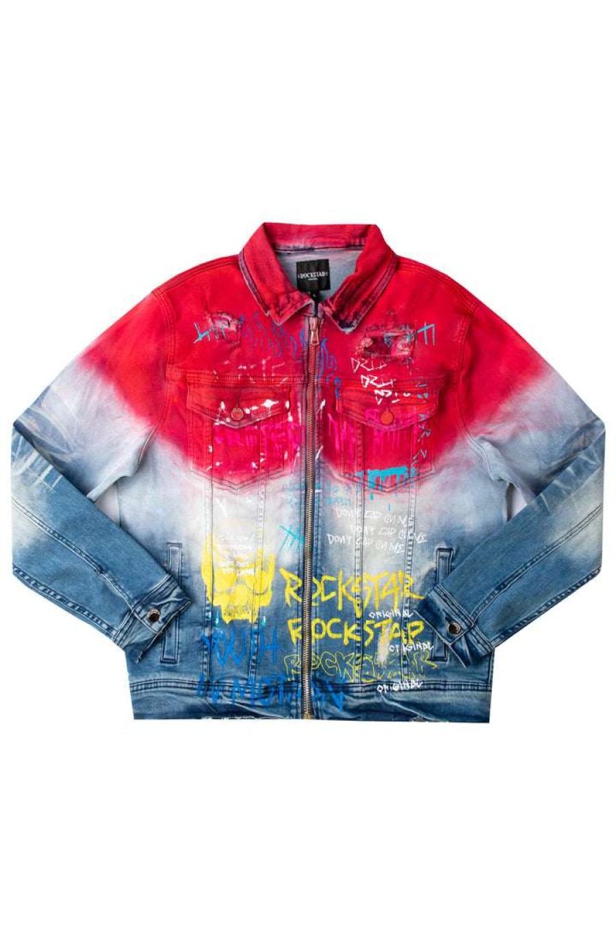 Mens * | Cheapest Mens Denim Jackets Dripper Printed Denim Jacket Red