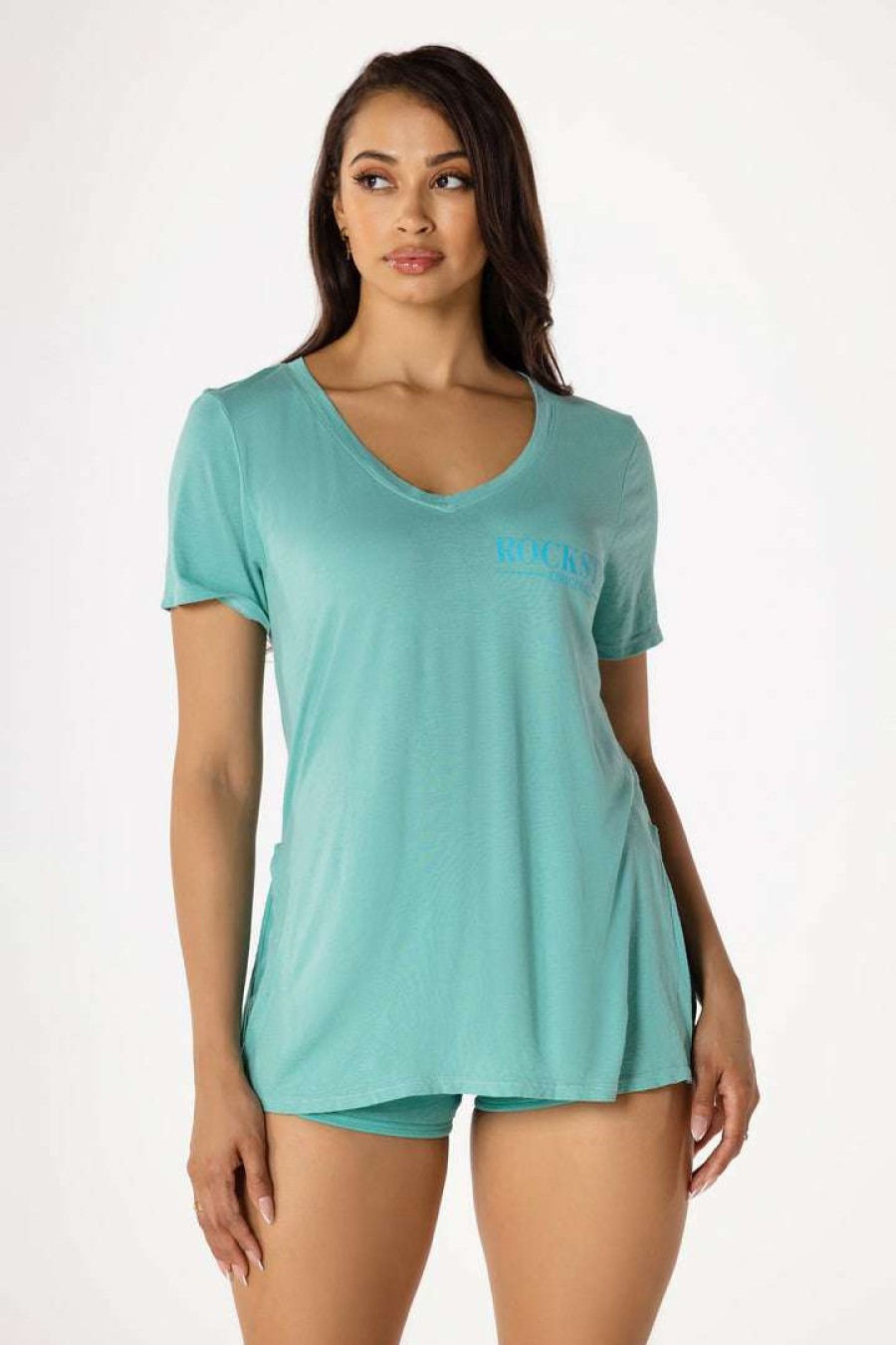 Womens * | Best Deal Womens Tees Best Seller Basic Marley Tee Aqua