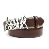 Mens * | Promo Mens Accessories Best Sellers Salvatore Rockstar Logo Belt Brown