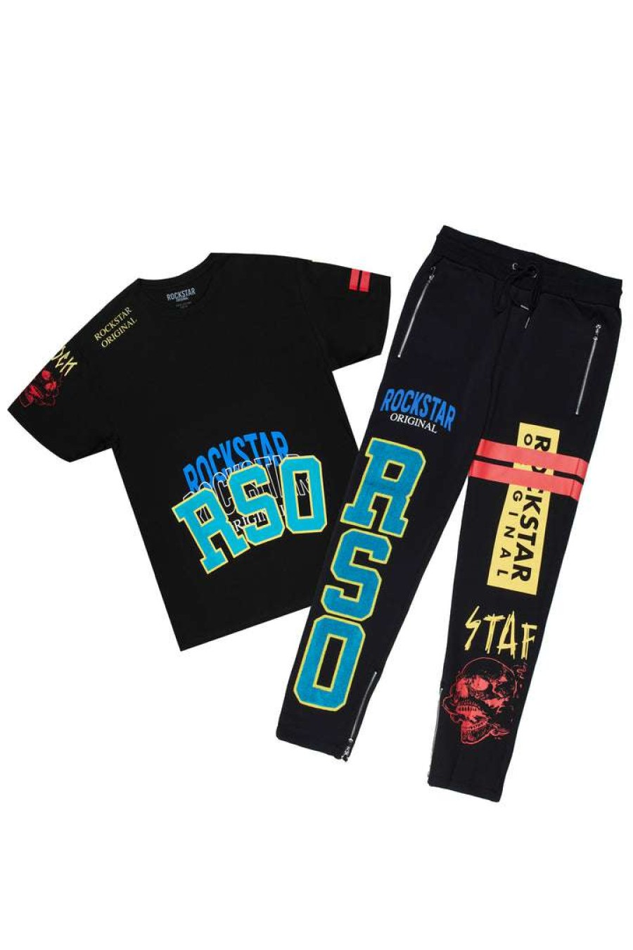 Mens * | Best Pirce Mens Track Sets Rover T-Shirt/Pant Set Black