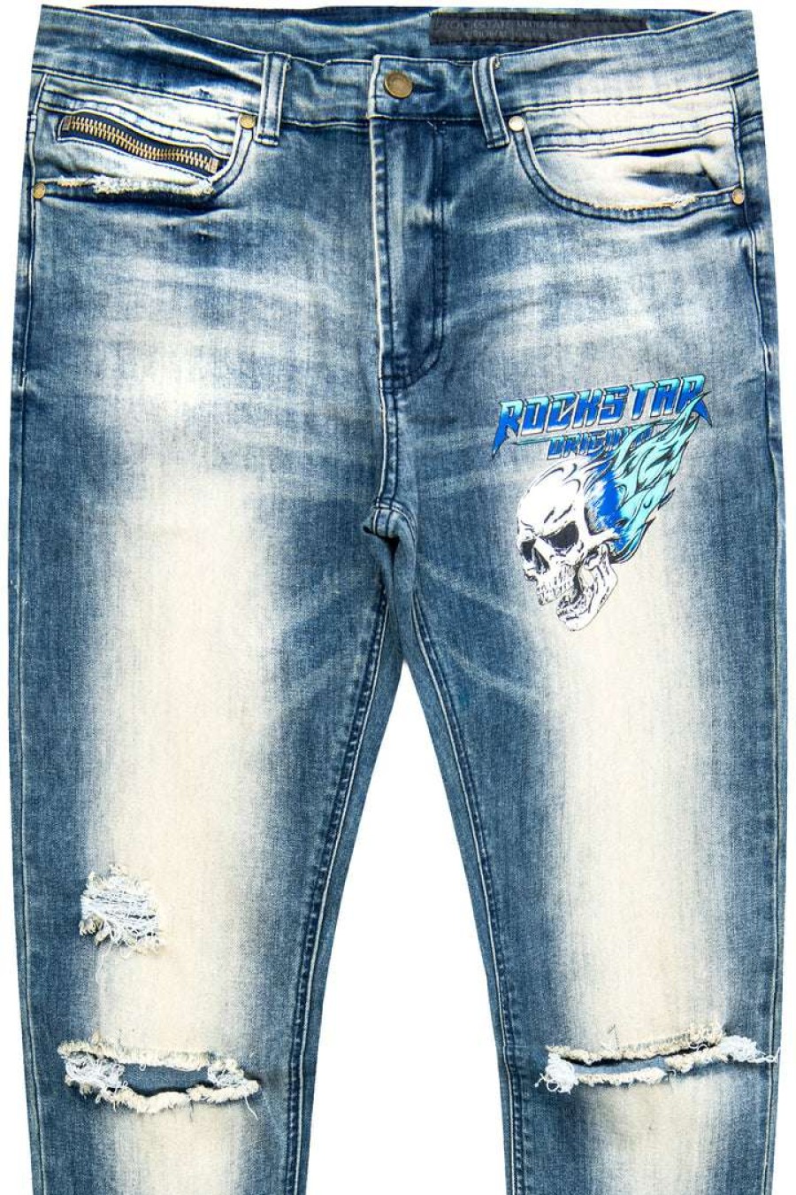 Mens * | Flash Sale Mens Jeans Kaiden Printed Jean Denim Blue