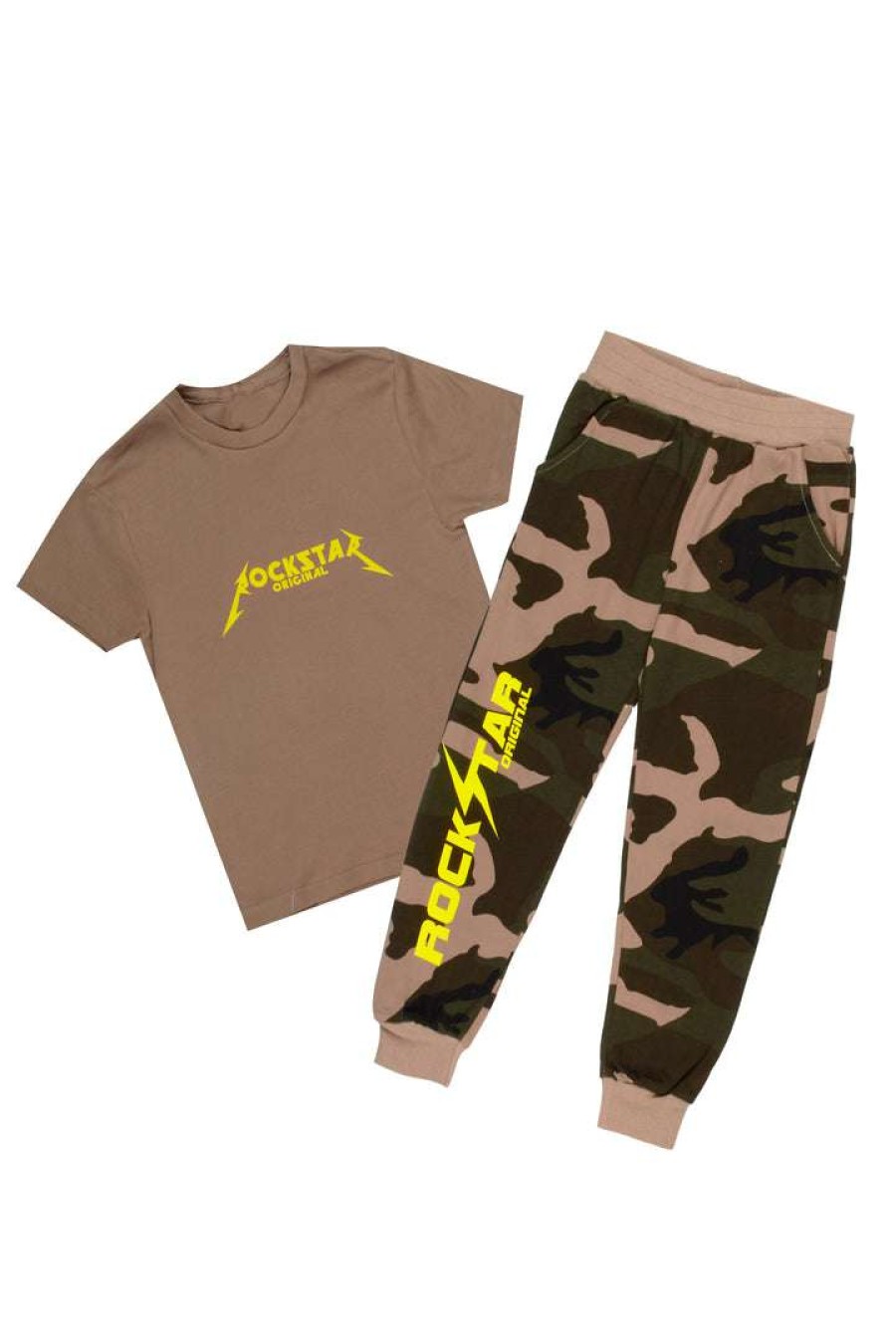 Kids * | Best Reviews Of Boys Track Sets New Arrivals Boys Pilot T-Shirt/Jogger Set Black/Camo