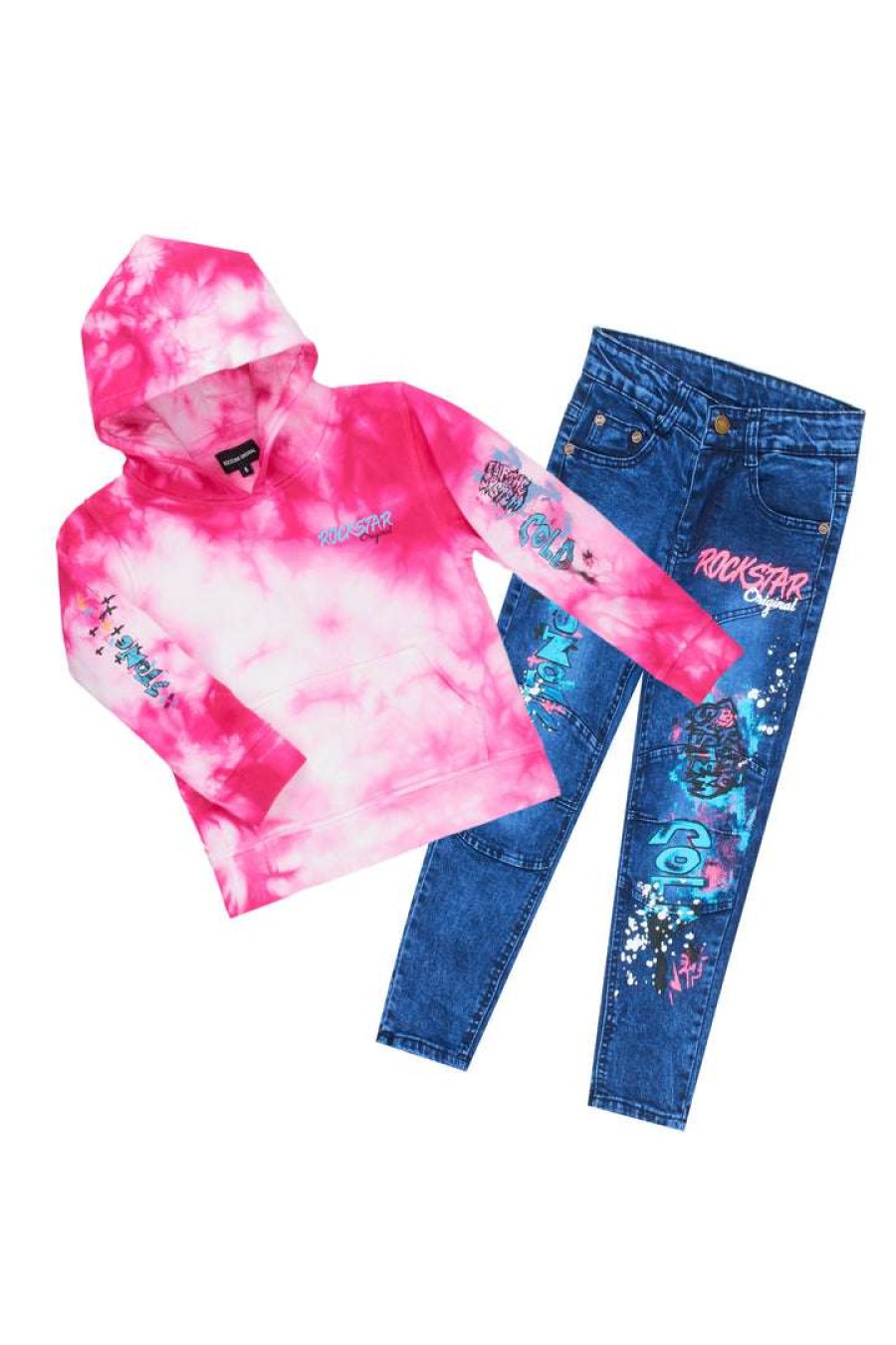 Kids * | Cheapest Boys Denim Sets Boys Zayden Hoodie/Jean Set Pink