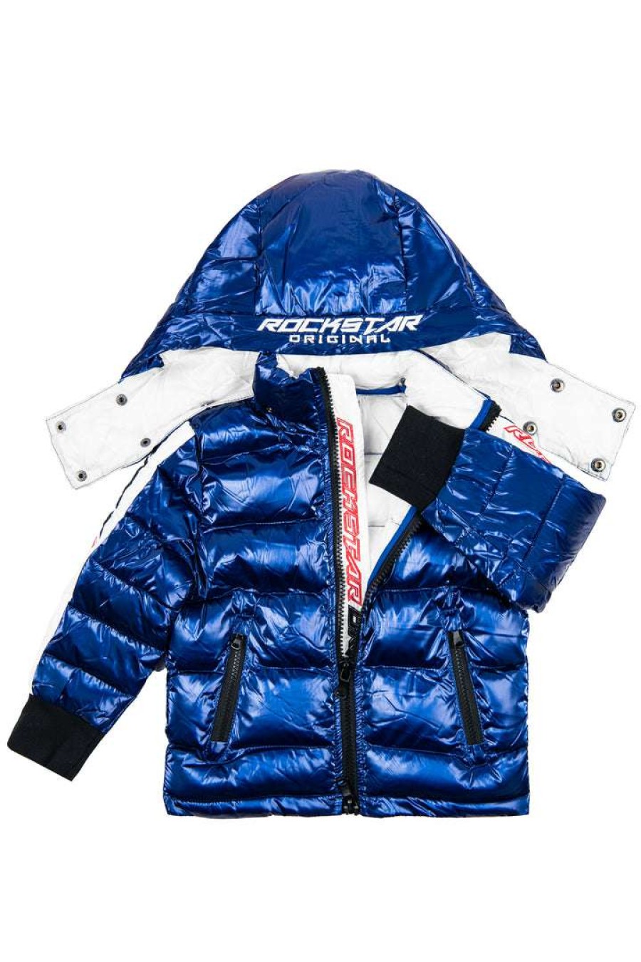 Kids * | Flash Sale Boys Outerwear Kids Metallic Alasia Puffer Jacket Royal Blue