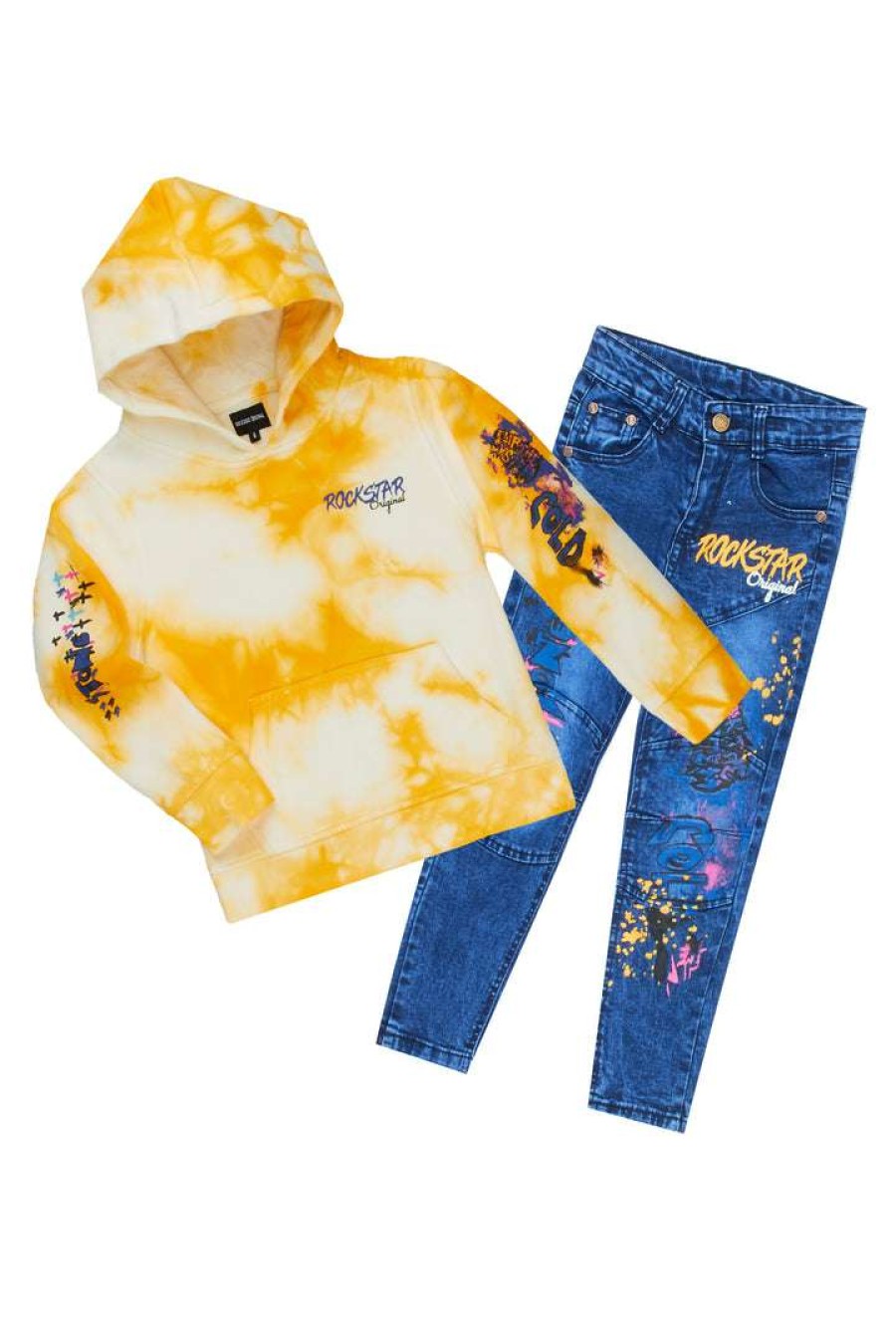 Kids * | Wholesale Boys Denim Sets Boys Zayden Hoodie/Jean Set New Arrivals Yellow