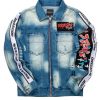 Mens * | Promo Mens Denim Jackets Mark Patchwork Denim Jacket Blue