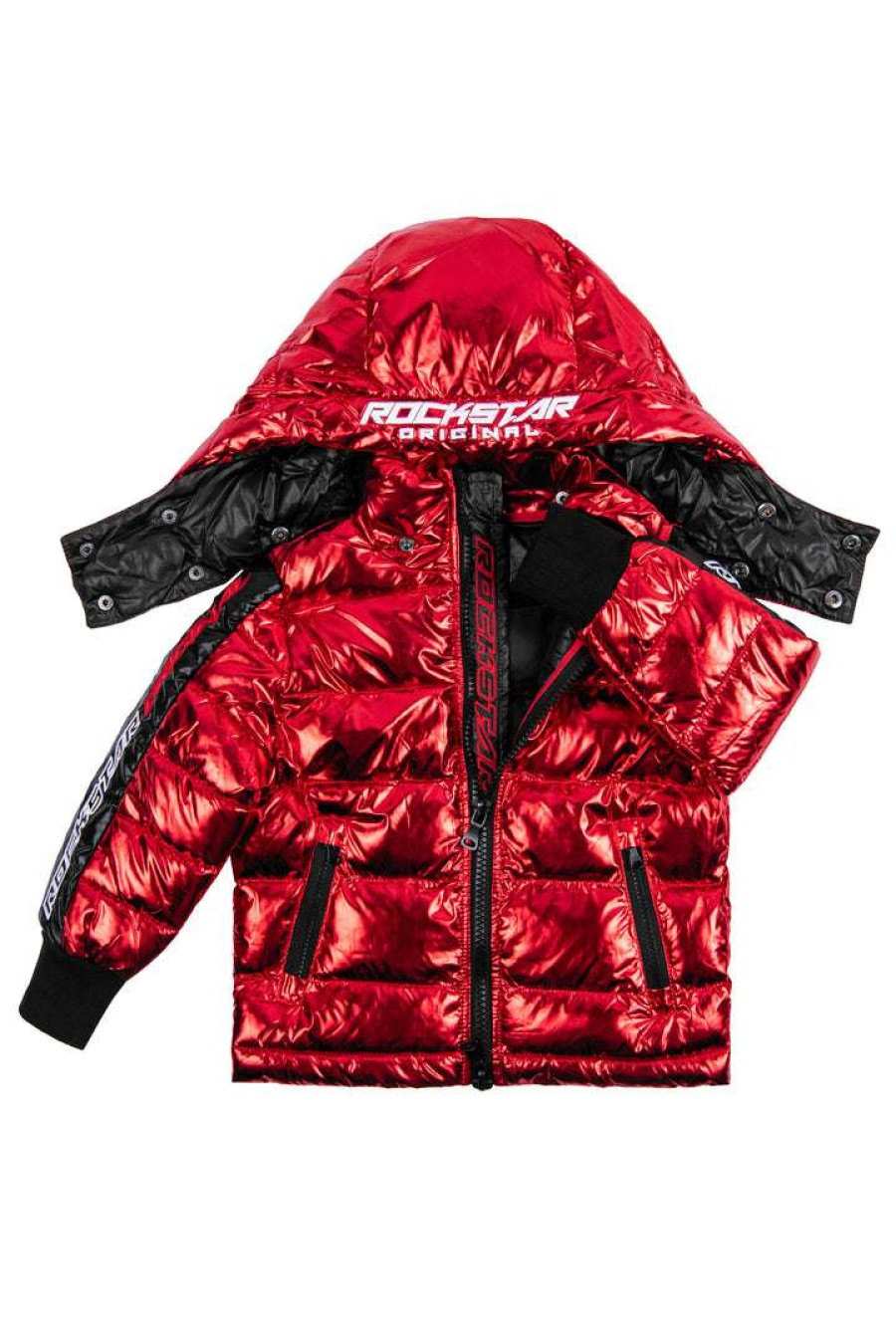 Kids * | Deals Boys Outerwear New Arrivals Kids Metallic Alasia Puffer Jacket Red