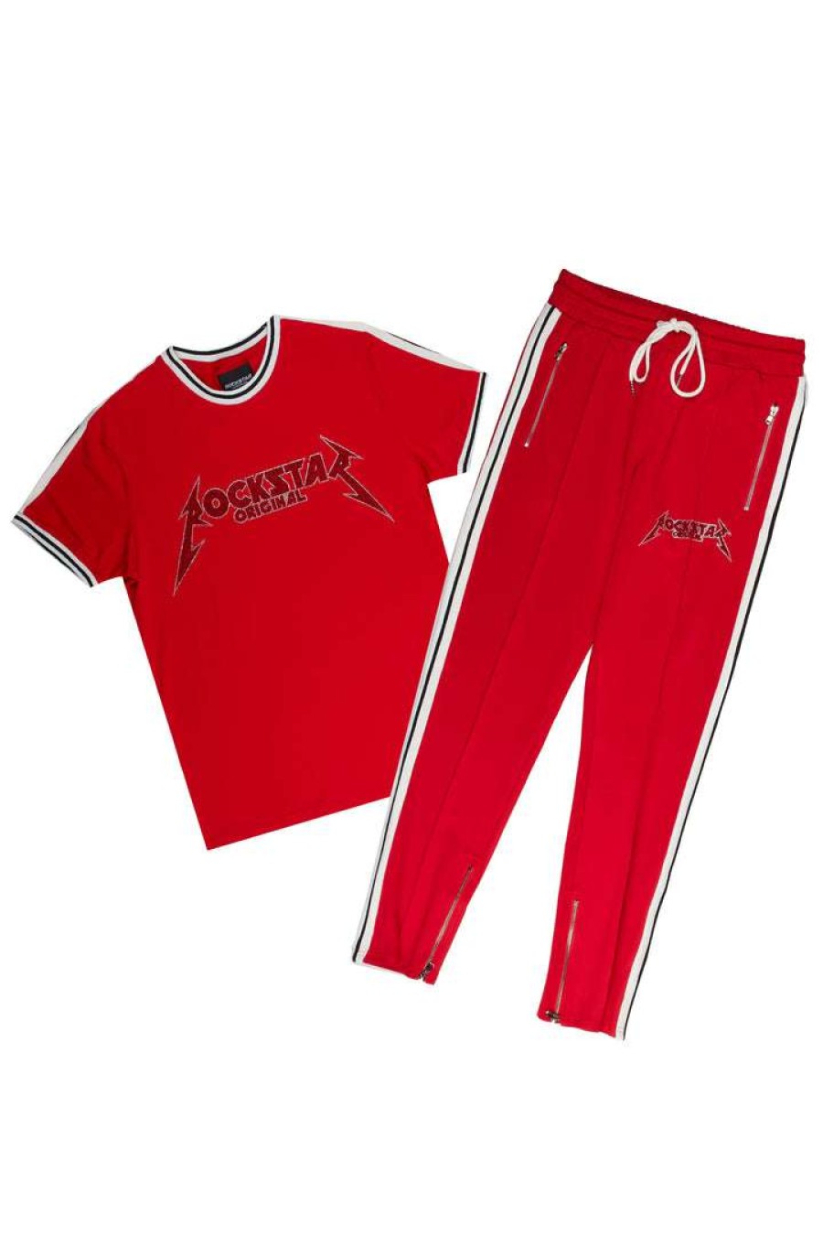 Mens * | Wholesale Mens Track Sets Moon T-Shirt Trackset Red