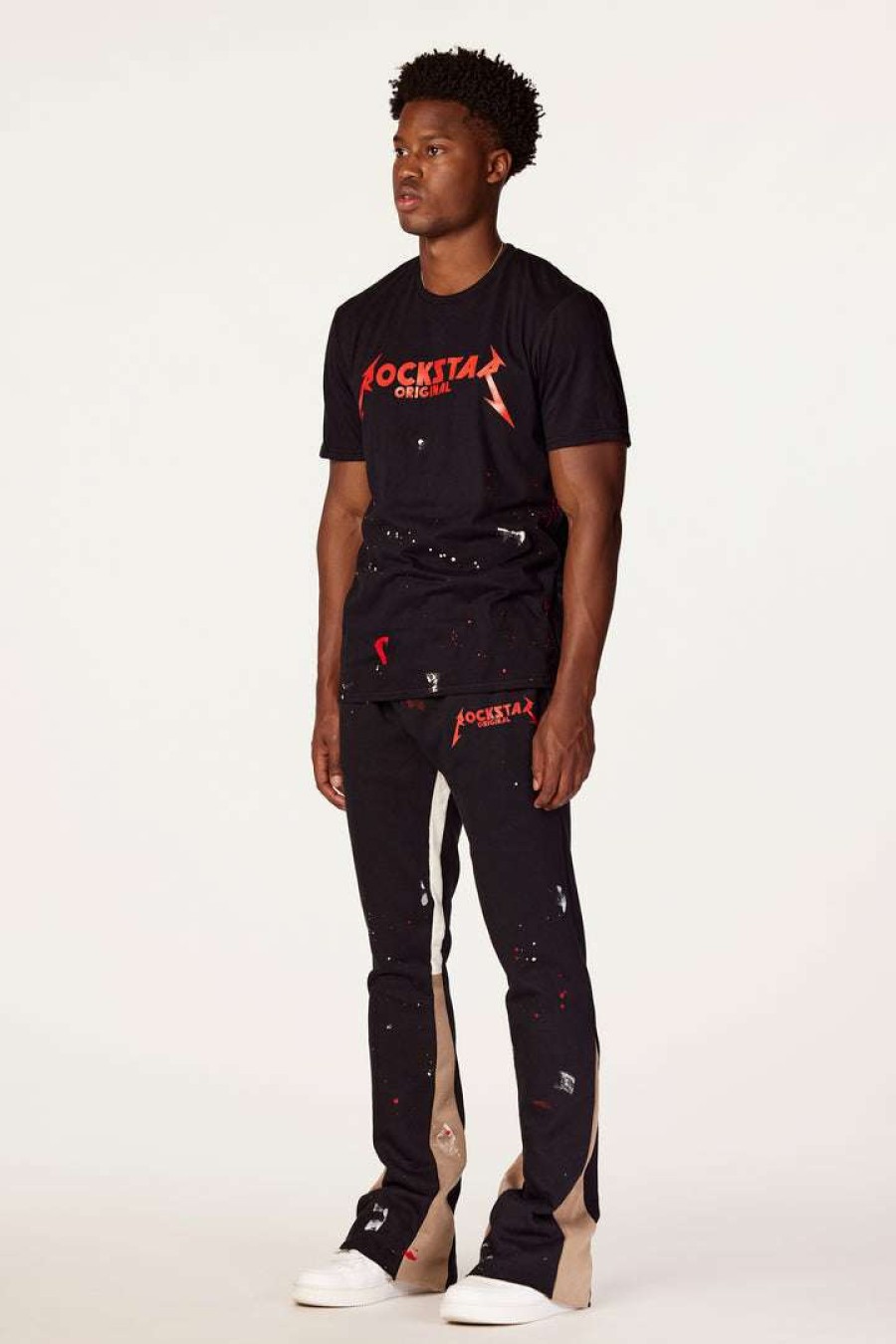 Mens * | Hot Sale Mens Track Sets Scottie T-Shirt/Flare Pant Set Black/Red