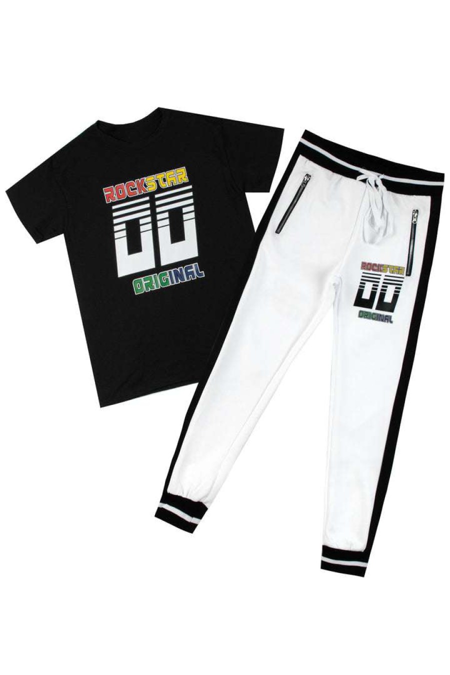 Mens * | Cheap Mens Track Sets Jerome T-Shirt Track Set- Blk/Wht Black/White