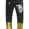 Mens * | Cheapest Mens Jeans Tecca Printed Jean Black/Yellow