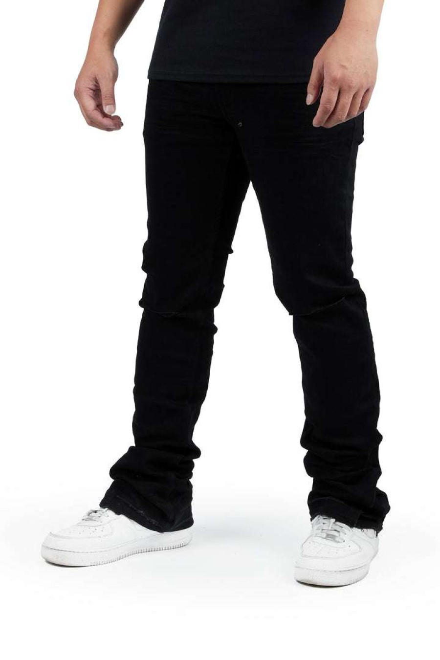 Mens * | Top 10 Mens Jeans Denim Jaymes Stacked Flare Jean Black