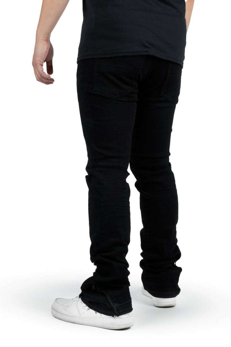 Mens * | Top 10 Mens Jeans Denim Jaymes Stacked Flare Jean Black