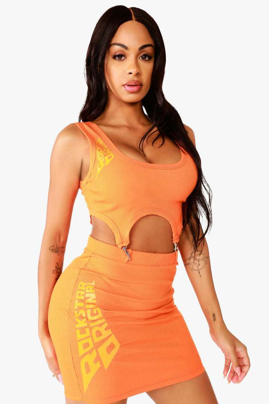 Womens * | Outlet Womens Dresses Don Skirt Dress Best Seller Orange