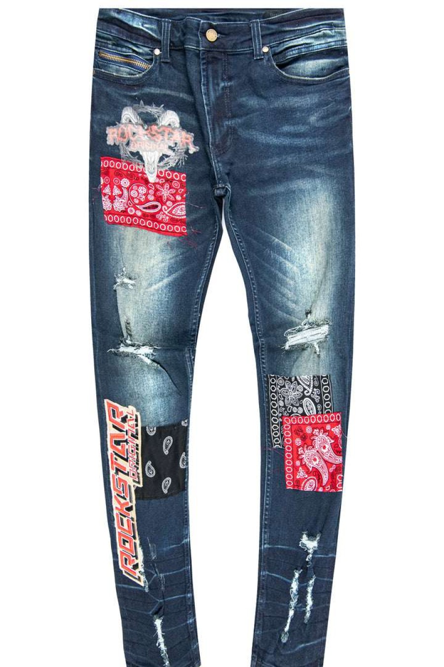 Mens * | Budget Mens Jeans Pasqual Bandana Jean Denim Blue