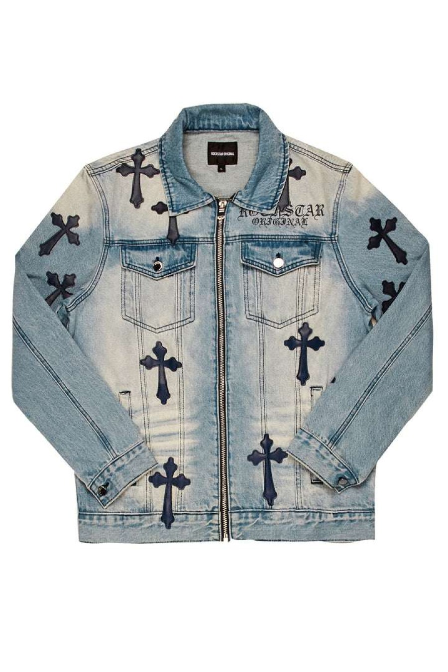 Mens * | Best Deal Mens Denim Jackets Exo Patchwork Jacket Blue