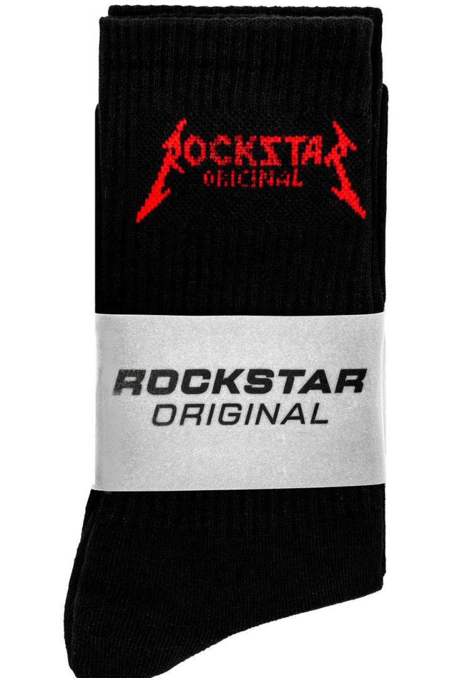 Mens * | Discount Mens Accessories Best Sellers Rockband Logo Socks-Blk Black