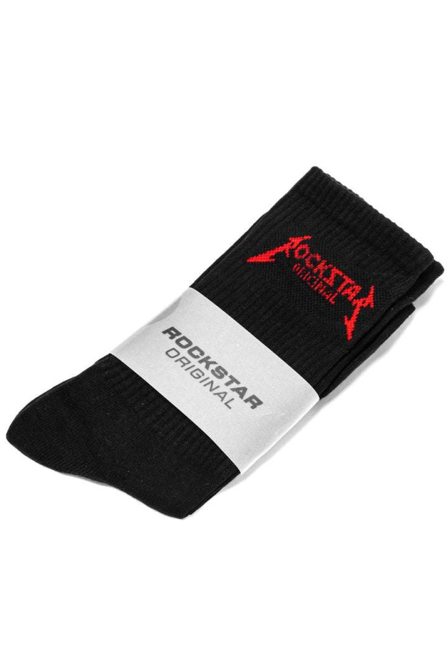 Mens * | Discount Mens Accessories Best Sellers Rockband Logo Socks-Blk Black