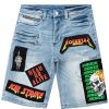 Mens * | Budget Mens Shorts Cannon Patchwork Denim Short Light Wash