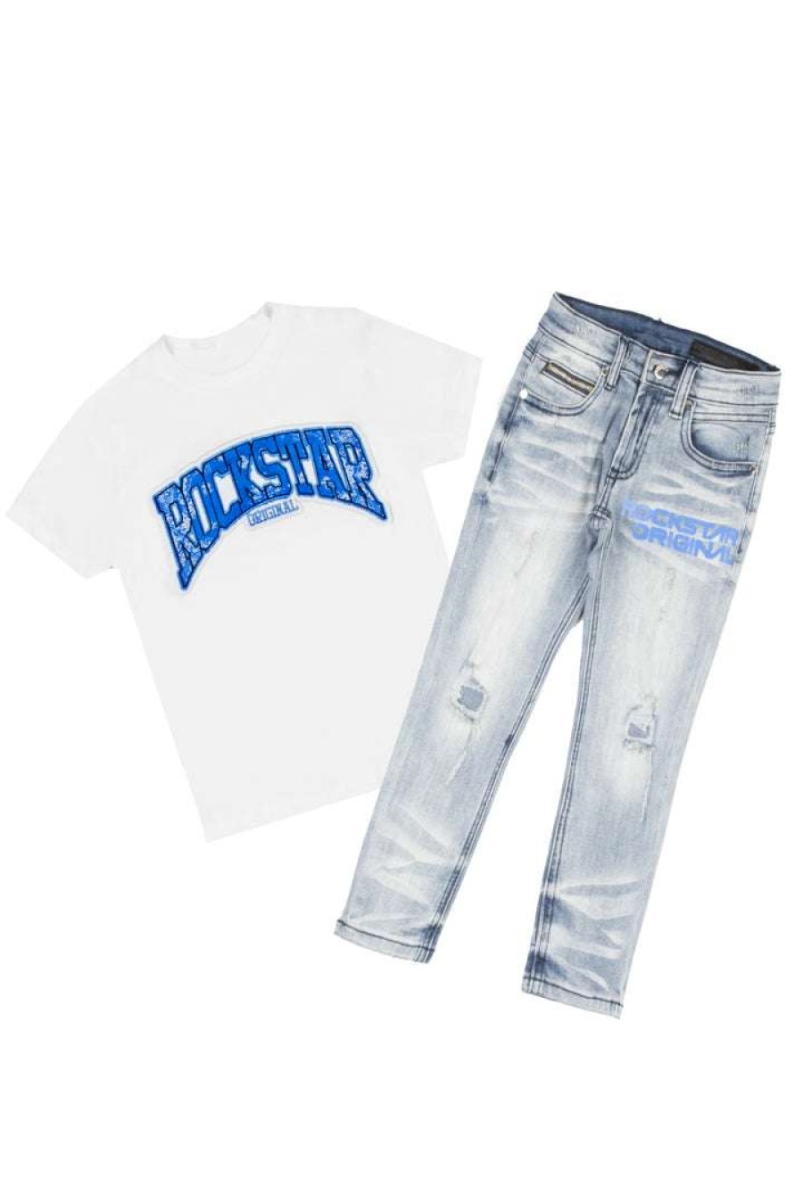 Kids * | Best Reviews Of Boys Denim Sets Boys Tyrian T-Shirt/Jean Set New Arrivals White