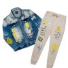 Mens * | Flash Sale Mens Track Sets Jin Denim Jacket/Trackpant Set Beige